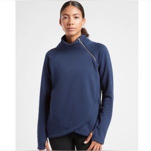 Athleta Cozy Karma Asym Blue Pullover Sweater Size Medium